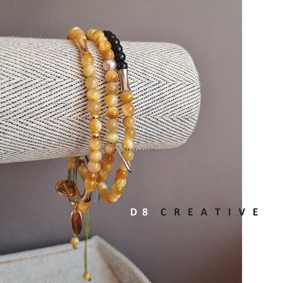New men's golden tiger's eye stone  with agate and stainless steel  bracelet - Picture 1 of 5
